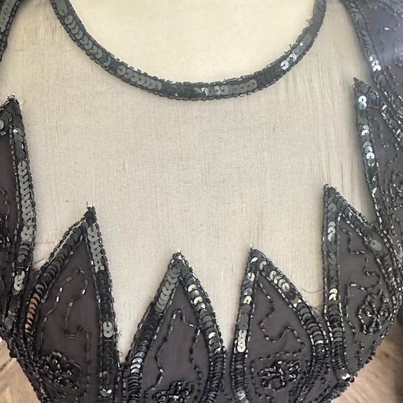 Vintage Stenay Silk Beaded Maxi Dress 6 Black Gown Cocktail Beaded Formal Party - Picture 15 of 16